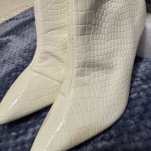 Elegant White INC Croc-Embossed Women's Boots